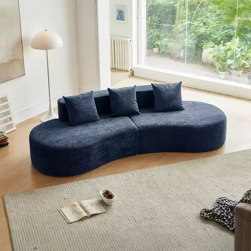 MAYEERTY Curved Velvet 5-Seater Modular Sectional Sofa with Toss Pillows