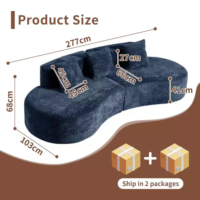 MAYEERTY Curved Velvet 5-Seater Modular Sectional Sofa with Toss Pillows