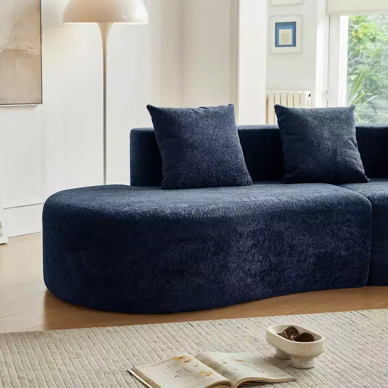 MAYEERTY Curved Velvet 5-Seater Modular Sectional Sofa with Toss Pillows