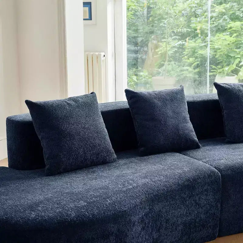 MAYEERTY Curved Velvet 5-Seater Modular Sectional Sofa with Toss Pillows