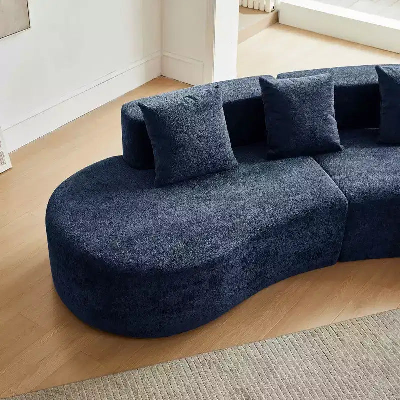 MAYEERTY Curved Velvet 5-Seater Modular Sectional Sofa with Toss Pillows