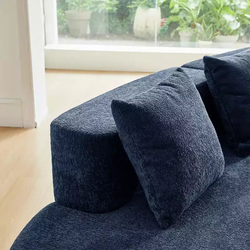 MAYEERTY Curved Velvet 5-Seater Modular Sectional Sofa with Toss Pillows
