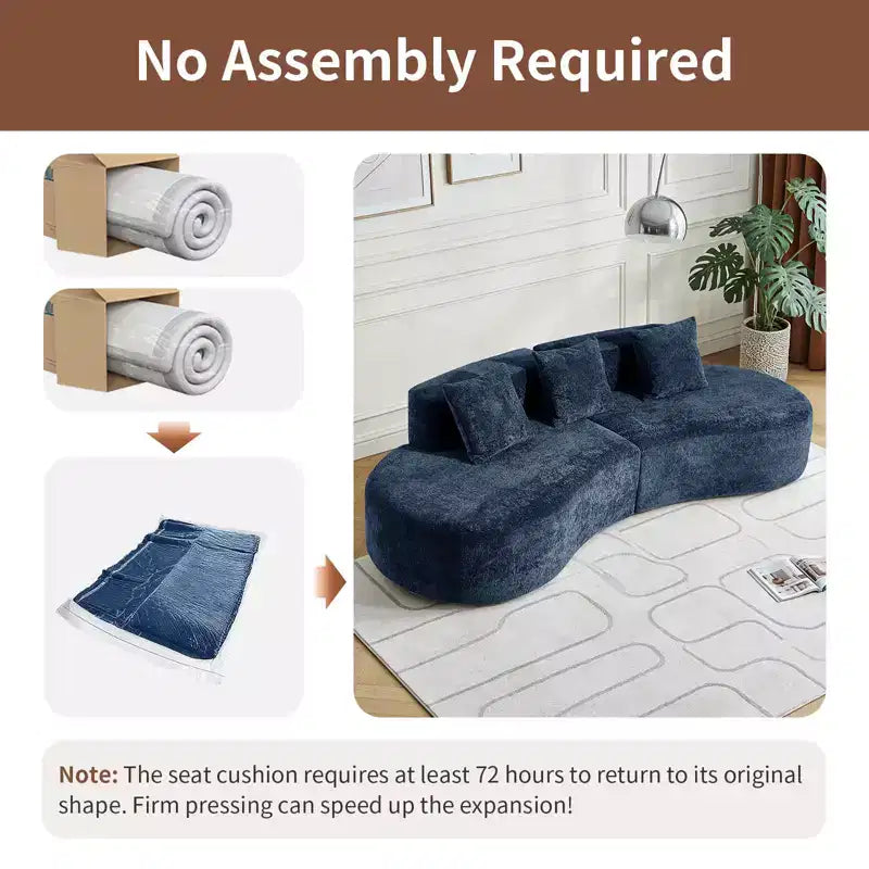 MAYEERTY Curved Velvet 5-Seater Modular Sectional Sofa with Toss Pillows