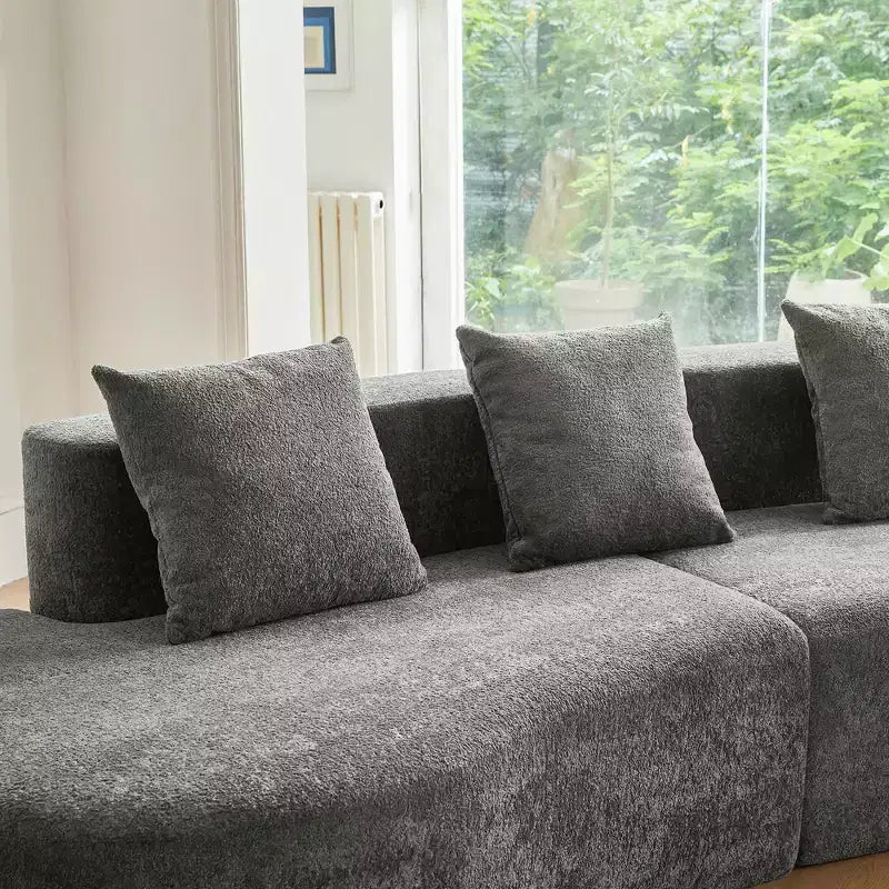 MAYEERTY Curved Velvet 5-Seater Modular Sectional Sofa with Toss Pillows