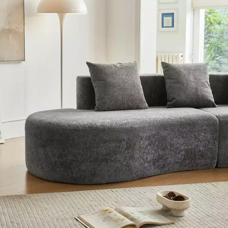 MAYEERTY Curved Velvet 5-Seater Modular Sectional Sofa with Toss Pillows