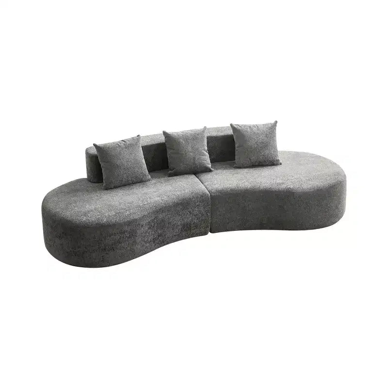 MAYEERTY Curved Velvet 5-Seater Modular Sectional Sofa with Toss Pillows