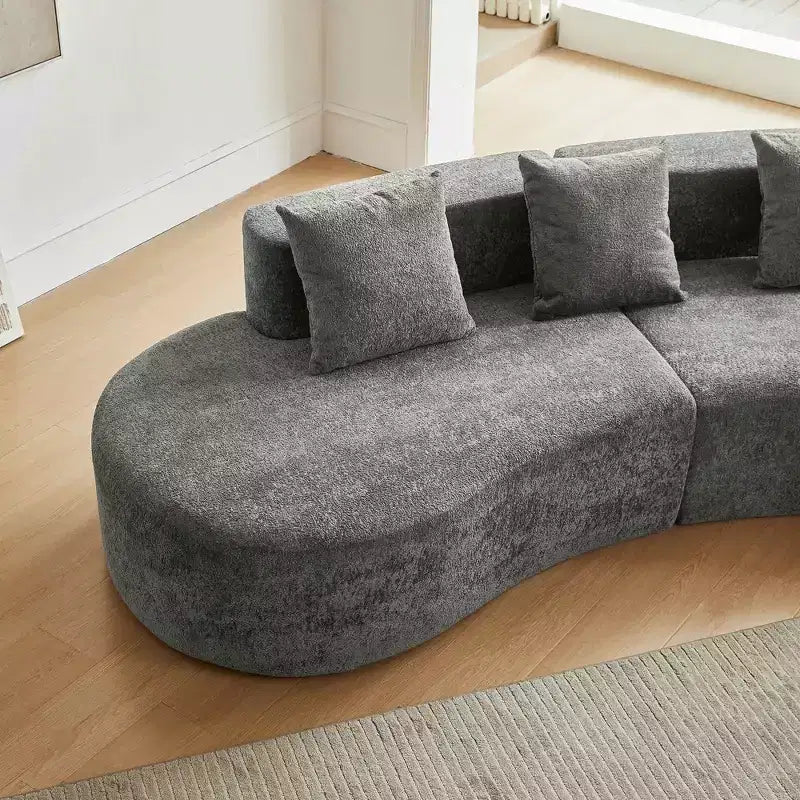 MAYEERTY Curved Velvet 5-Seater Modular Sectional Sofa with Toss Pillows