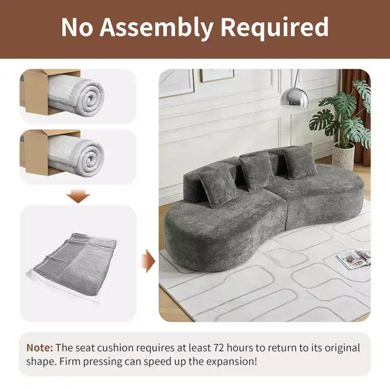 MAYEERTY Curved Velvet 5-Seater Modular Sectional Sofa with Toss Pillows