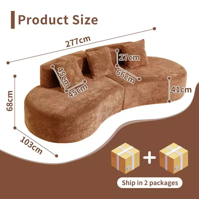 MAYEERTY Curved Velvet 5-Seater Modular Sectional Sofa with Toss Pillows