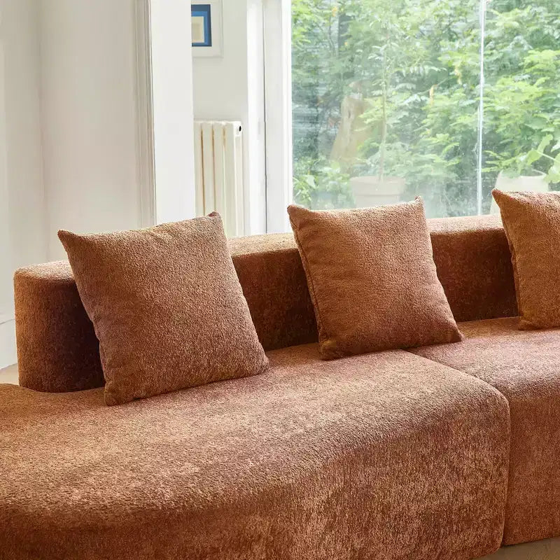 MAYEERTY Curved Velvet 5-Seater Modular Sectional Sofa with Toss Pillows