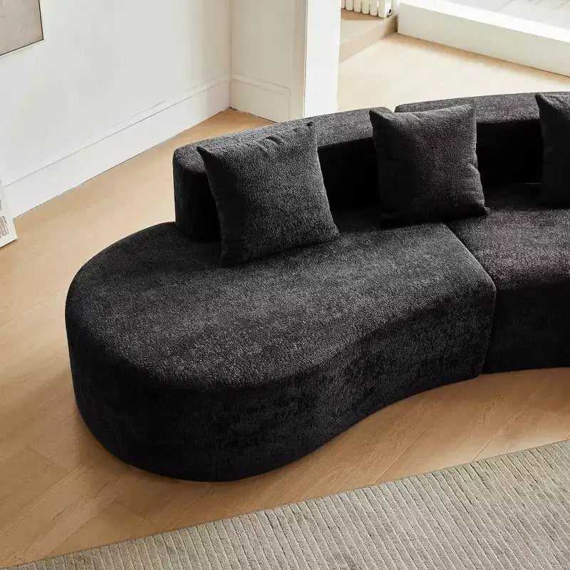 MAYEERTY Curved Velvet 5-Seater Modular Sectional Sofa with Toss Pillows