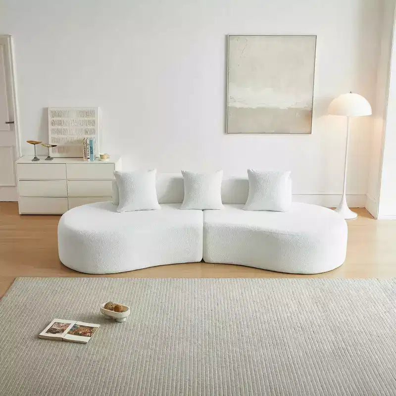 MAYEERTY Curved Velvet 5-Seater Modular Sectional Sofa with Toss Pillows