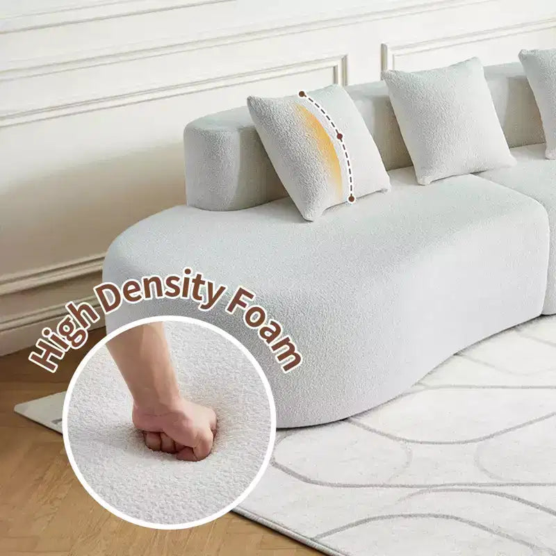 MAYEERTY Curved Velvet 5-Seater Modular Sectional Sofa with Toss Pillows