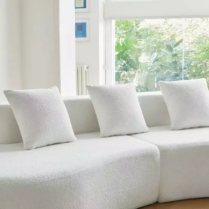 MAYEERTY Curved Velvet 5-Seater Modular Sectional Sofa with Toss Pillows
