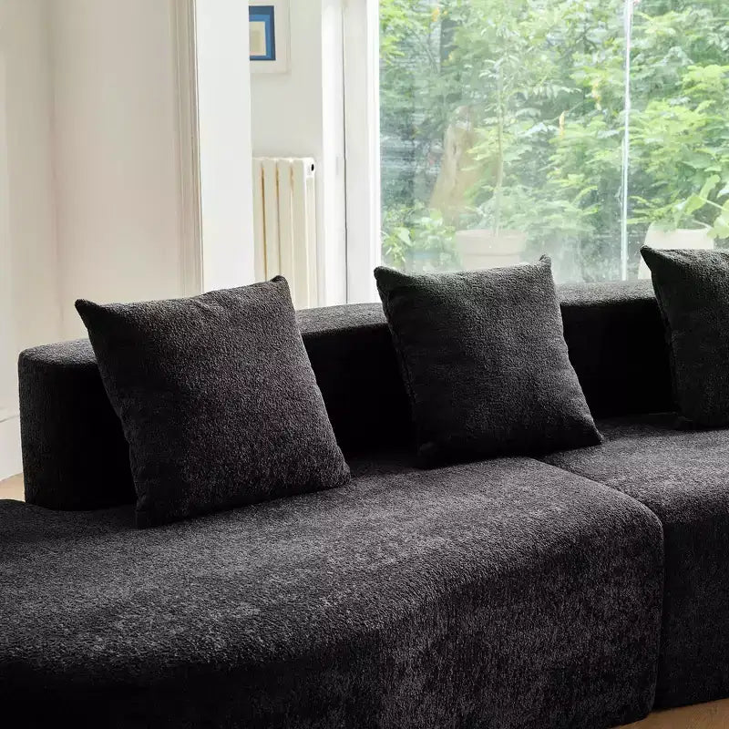 MAYEERTY Curved Velvet 5-Seater Modular Sectional Sofa with Toss Pillows