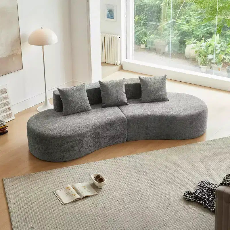 Sofá seccional modular de terciopelo curvado de 5 plazas MAYEERTY con cojines decorativos