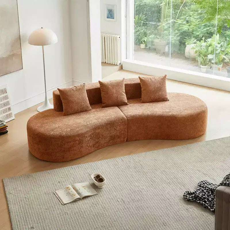 Sofá seccional modular de terciopelo curvado de 5 plazas MAYEERTY con cojines decorativos