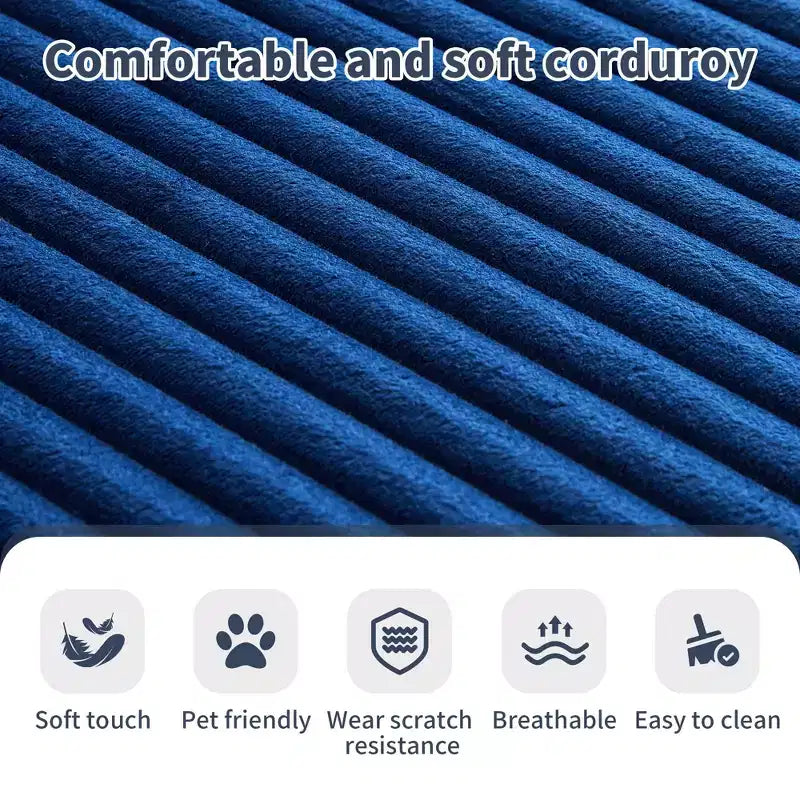MAYEERTY Blue Flannel U-Shaped Modular Sectional Sofa High-Density Foam with Throw Pillows