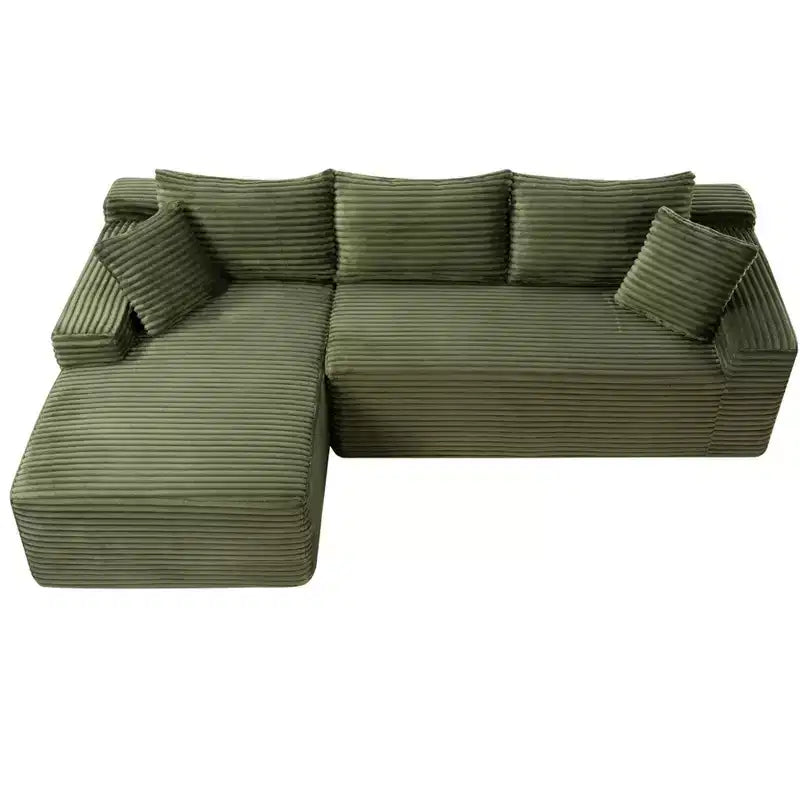 GDFStudio Faris Modern 95 2 Piece Sectional Upholstered Sofa with L-Shape Compressed Design