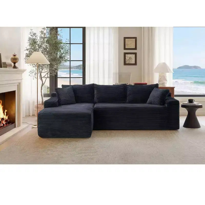 GDFStudio Faris Modern 95 2 Piece Sectional Upholstered Sofa with L-Shape Compressed Design