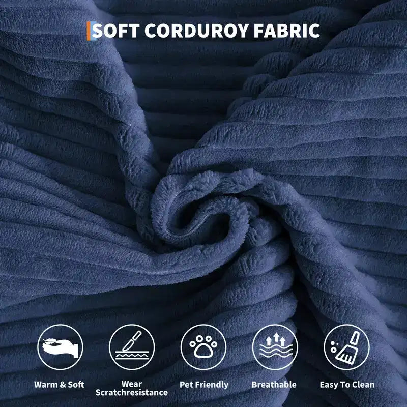 5-in-1 Convertible Corduroy Sofa Bed w/ Pillows, 79 Folding Futon Sleeper Couch w/ Fixed Frame & Removable Armrests for Small Space, No Assembly