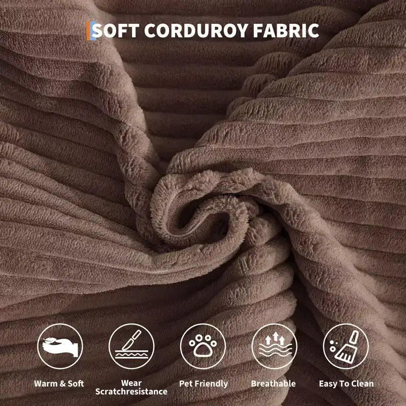 5-in-1 Convertible Corduroy Sofa Bed w/ Pillows, 79 Folding Futon Sleeper Couch w/ Fixed Frame & Removable Armrests for Small Space, No Assembly