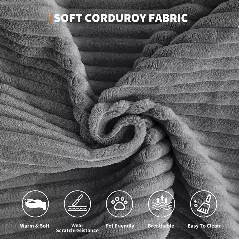 5-in-1 Convertible Corduroy Sofa Bed w/ Pillows, 79 Folding Futon Sleeper Couch w/ Fixed Frame & Removable Armrests for Small Space, No Assembly