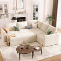 Acekool Chenille Sectional Sofa with Pull-Out Bed, Gray | Modular L-Shaped Couch with Storage Seats & Corner Piece Product Description