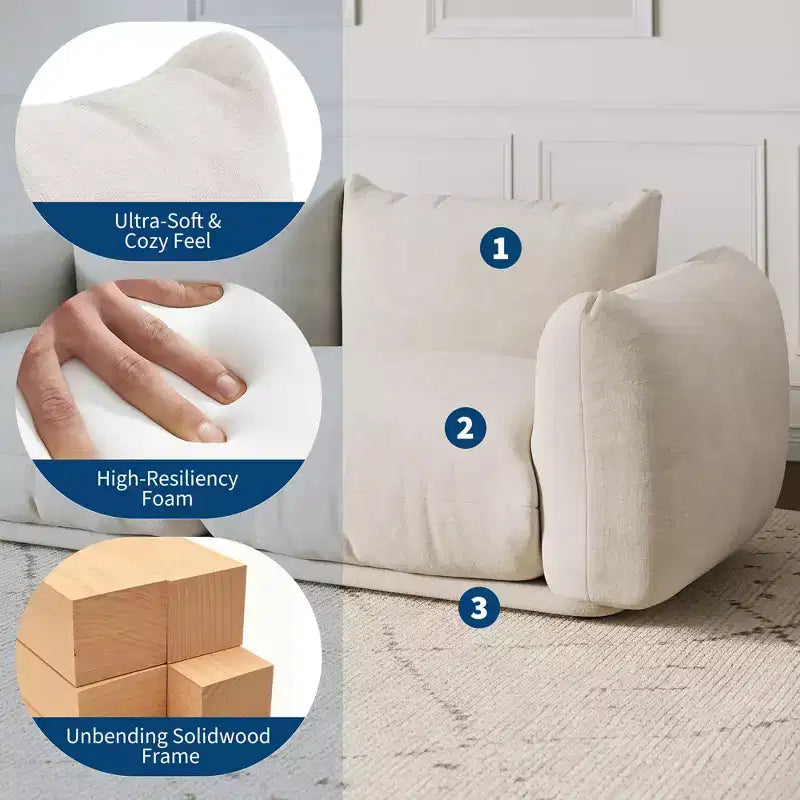 2 Pack Modern Chenille Modular Cloud Sofa Set, Deep Seat Boneless Sectional Couch, 2-Seater Loveseat, U-Shape, For Living Room or Small Spaces