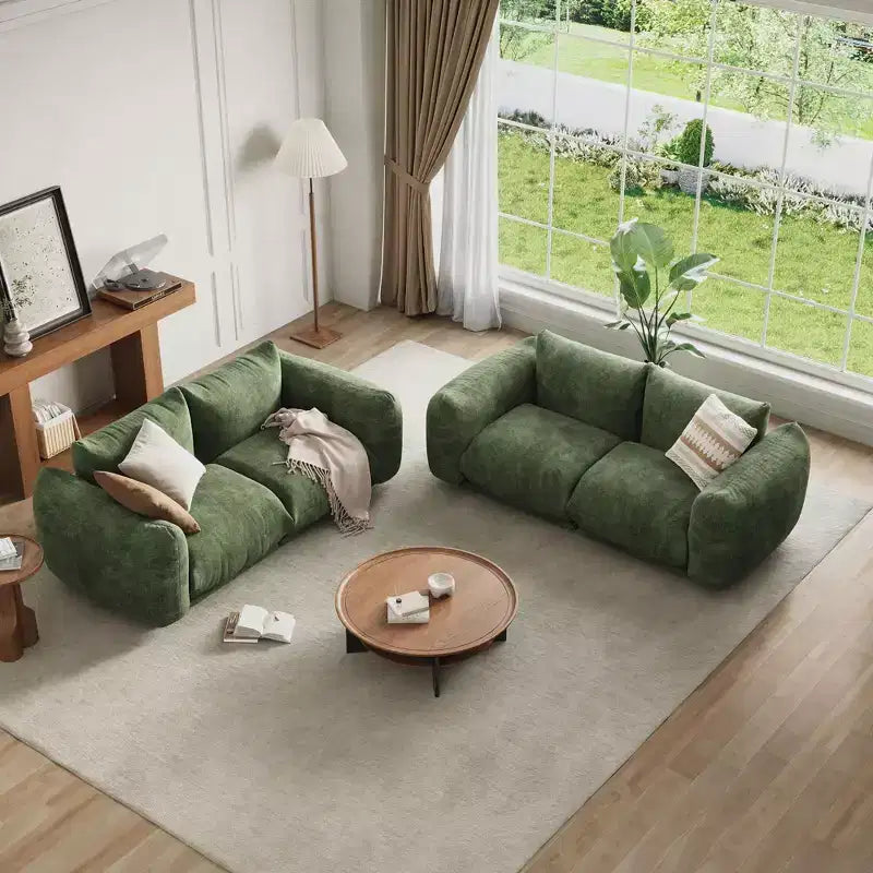 2 Pack Modern Chenille Modular Cloud Sofa Set, Deep Seat Boneless Sectional Couch, 2-Seater Loveseat, U-Shape, For Living Room or Small Spaces