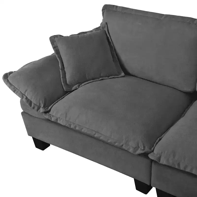 GDFStudio Vicky 143 U-Shape Chenille Upholstered Sofa with Cup Holders and Storage
