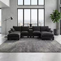 GDFStudio Vicky 143 U-Shape Chenille Upholstered Sofa with Cup Holders and Storage
