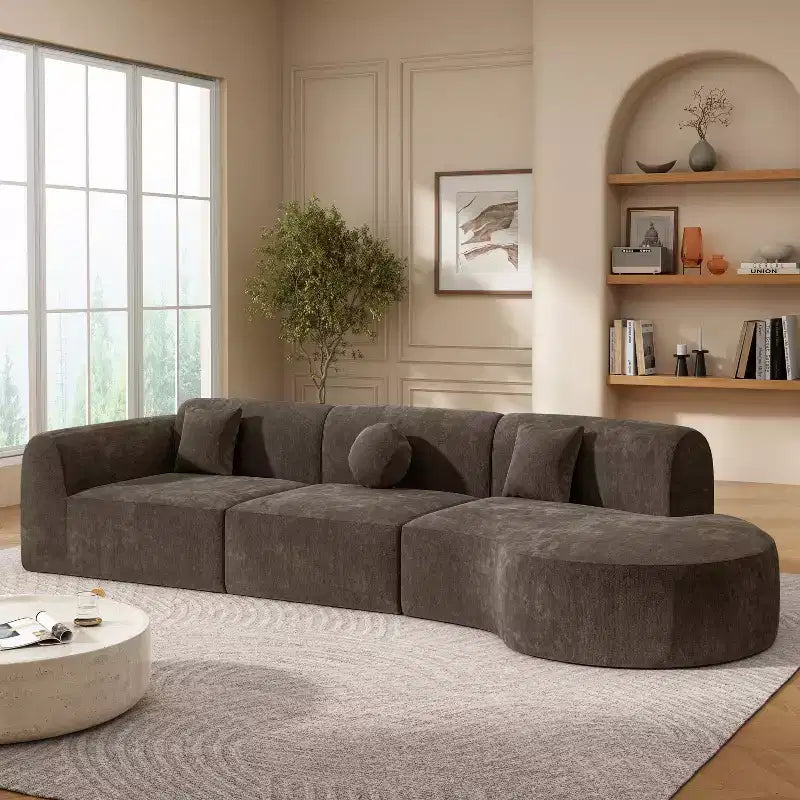 Christopher Knight Home Isolde 140 Modern 4-Seater Upholstered Curved Sectional Sofa