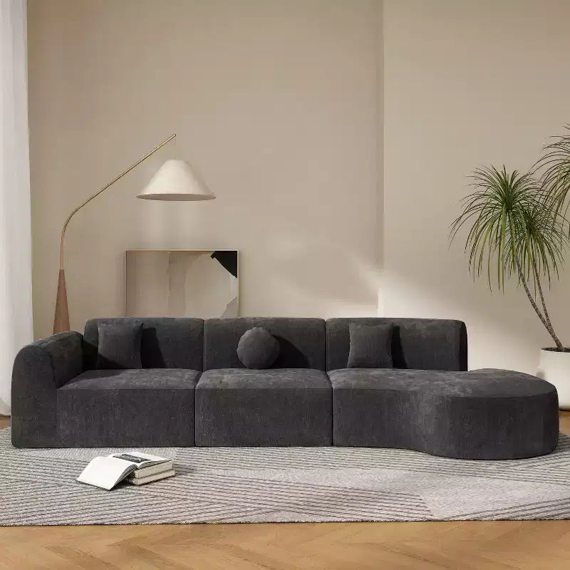 Christopher Knight Home Isolde 140 Modern 4-Seater Upholstered Curved Sectional Sofa