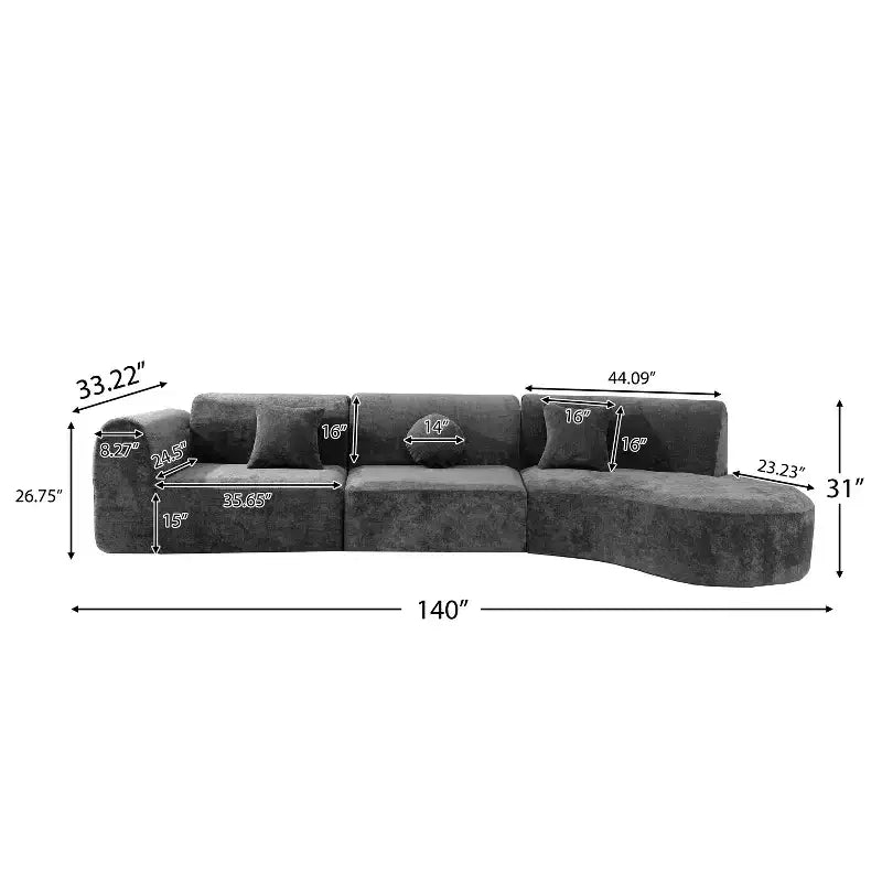 Christopher Knight Home Isolde 140 Modern 4-Seater Upholstered Curved Sectional Sofa