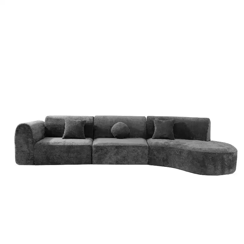 Christopher Knight Home Isolde 140 Modern 4-Seater Upholstered Curved Sectional Sofa