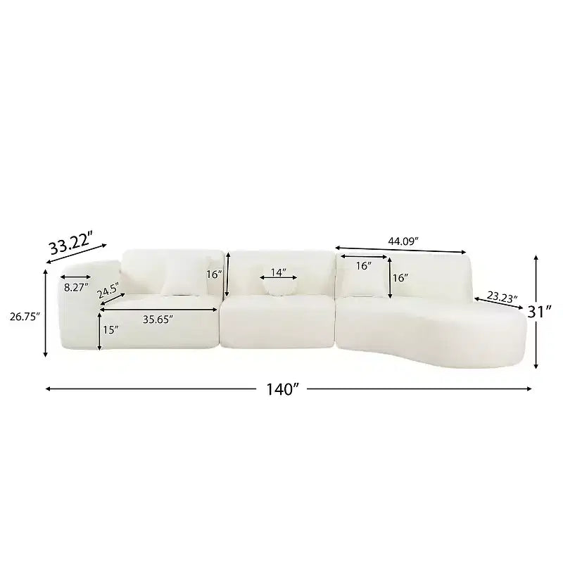 Christopher Knight Home Isolde 140 Modern 4-Seater Upholstered Curved Sectional Sofa