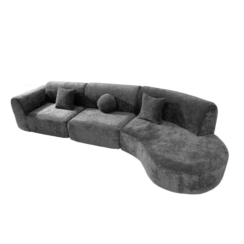 Christopher Knight Home Isolde 140 Modern 4-Seater Upholstered Curved Sectional Sofa