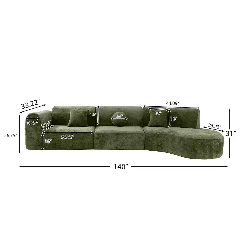 Christopher Knight Home Isolde 140 Modern 4-Seater Upholstered Curved Sectional Sofa