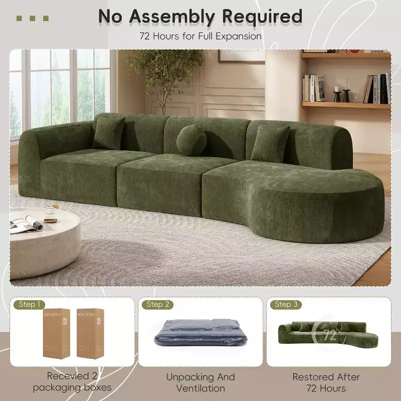 Christopher Knight Home Isolde 140 Modern 4-Seater Upholstered Curved Sectional Sofa