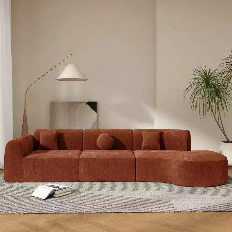 Christopher Knight Home Isolde 140 Modern 4-Seater Upholstered Curved Sectional Sofa