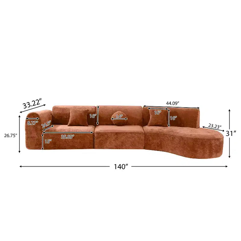 Christopher Knight Home Isolde 140 Modern 4-Seater Upholstered Curved Sectional Sofa