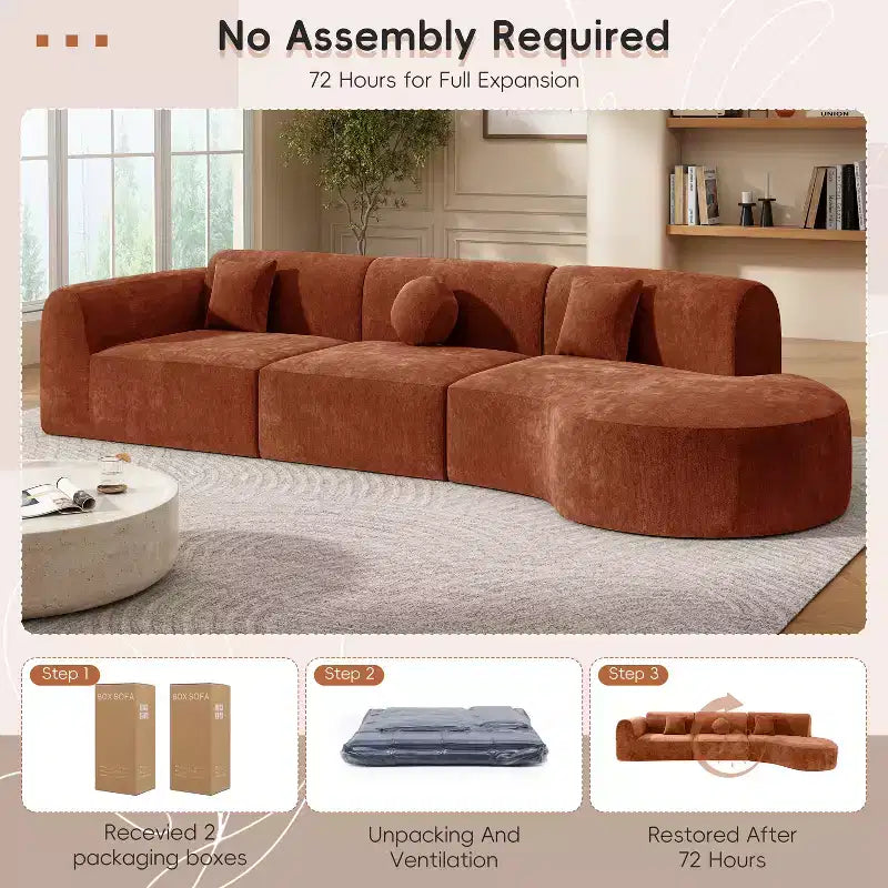 Christopher Knight Home Isolde 140 Modern 4-Seater Upholstered Curved Sectional Sofa