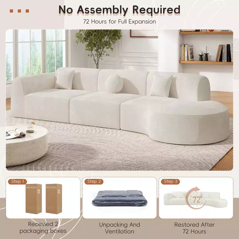 Christopher Knight Home Isolde 140 Modern 4-Seater Upholstered Curved Sectional Sofa