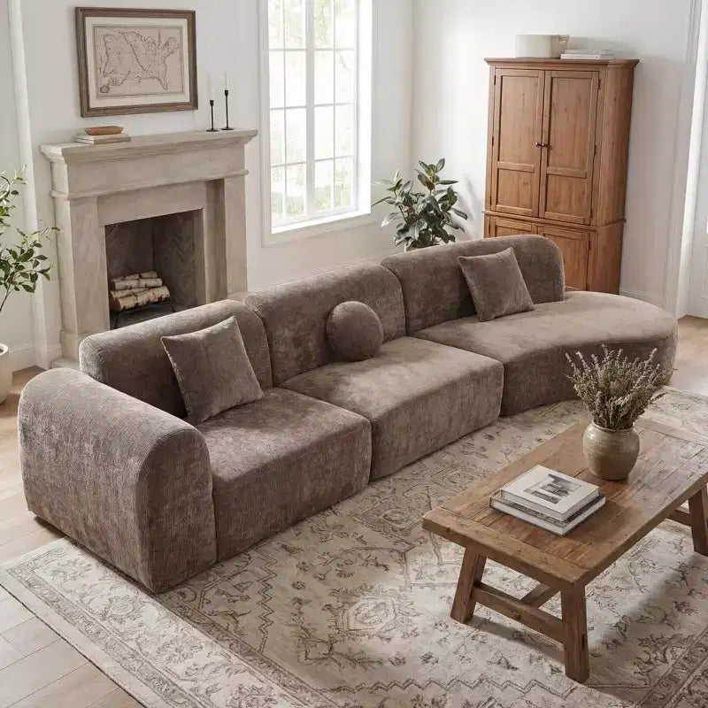 Christopher Knight Home Isolde 140 Modern 4-Seater Upholstered Curved Sectional Sofa