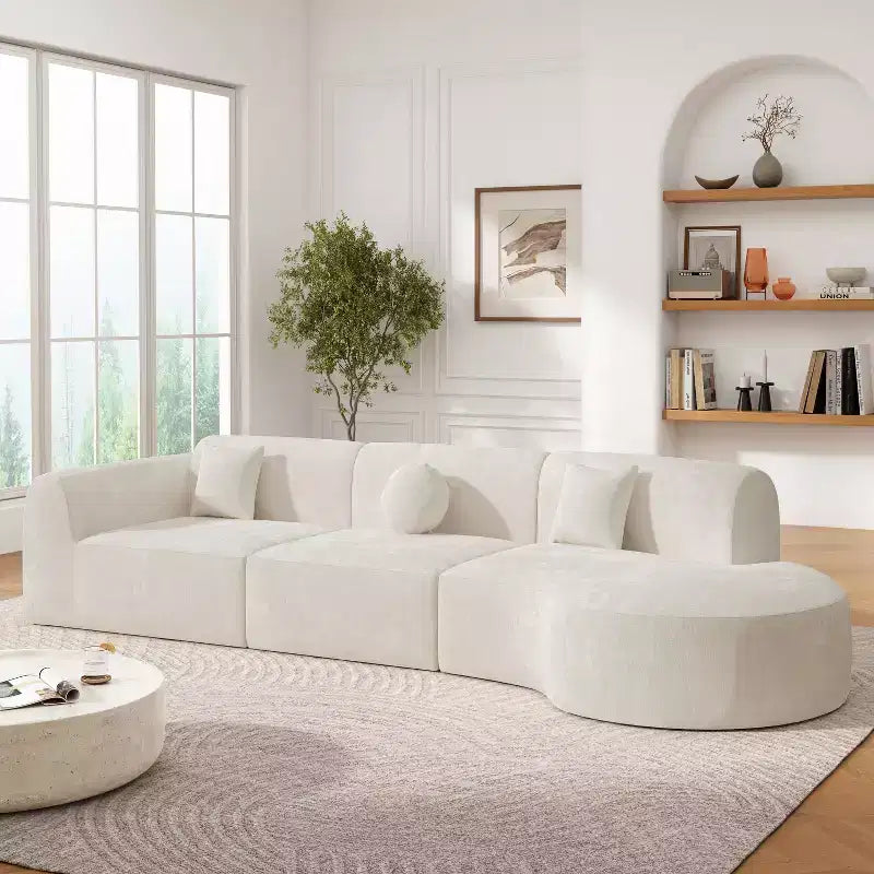 Christopher Knight Home Isolde 140 Modern 4-Seater Upholstered Curved Sectional Sofa