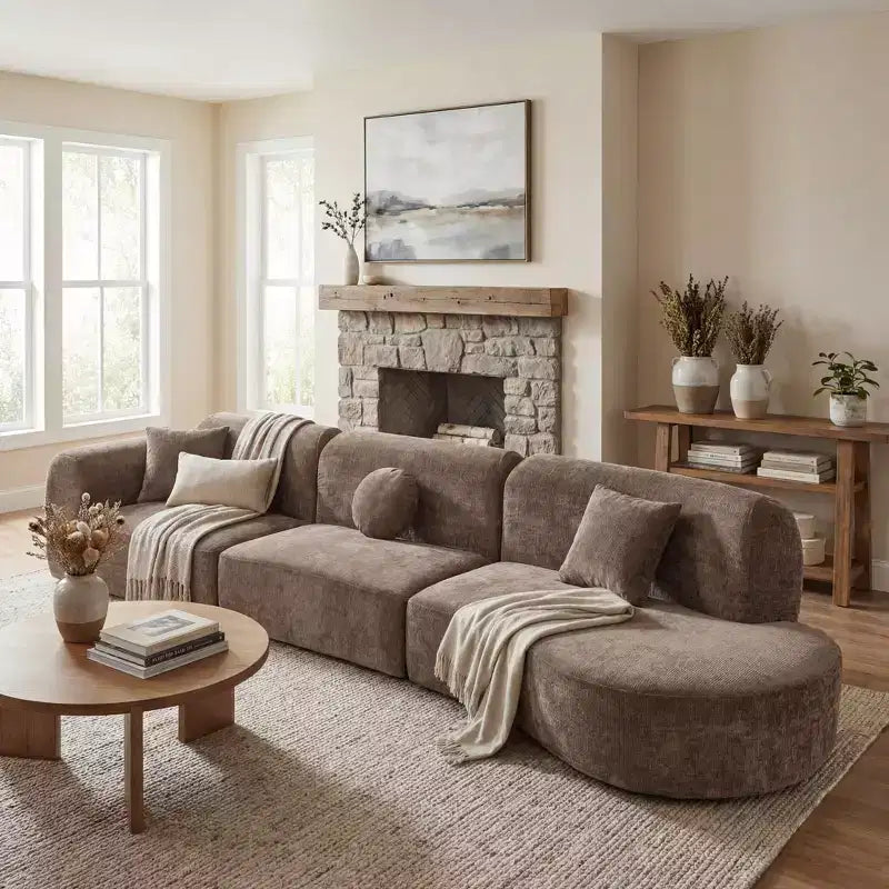 Christopher Knight Home Isolde 140 Canapé d'angle incurvé moderne 4 places rembourré