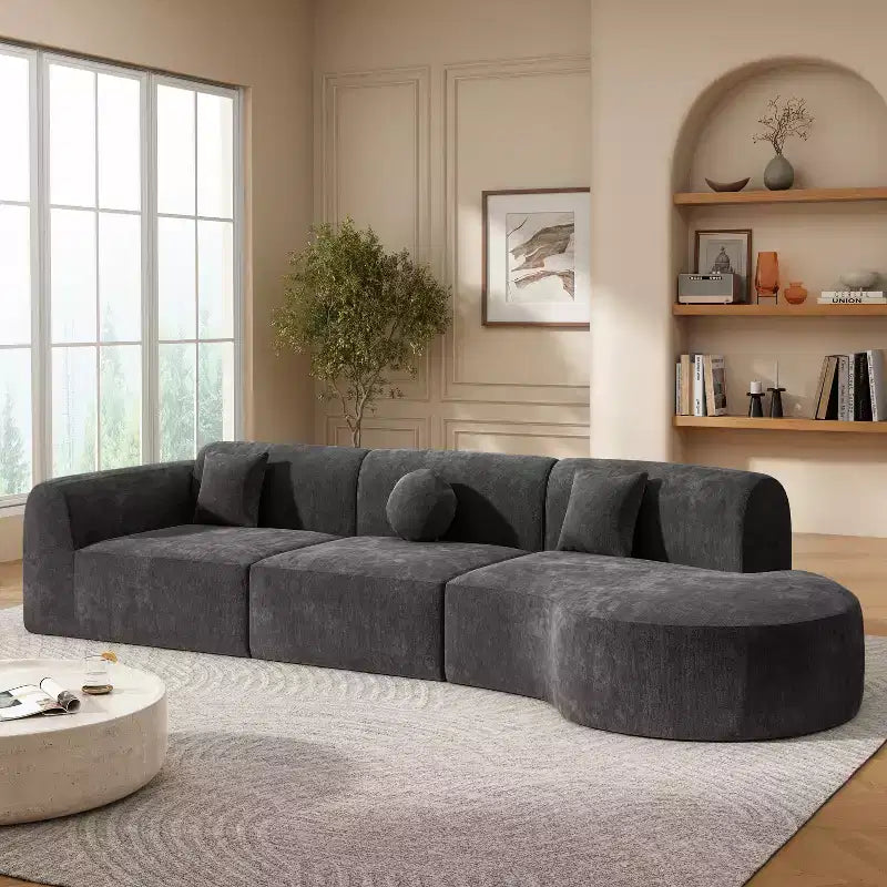 Christopher Knight Home Isolde 140 Canapé d'angle incurvé moderne 4 places rembourré