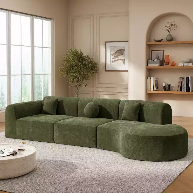 Christopher Knight Home Isolde 140 Canapé d'angle incurvé moderne 4 places rembourré