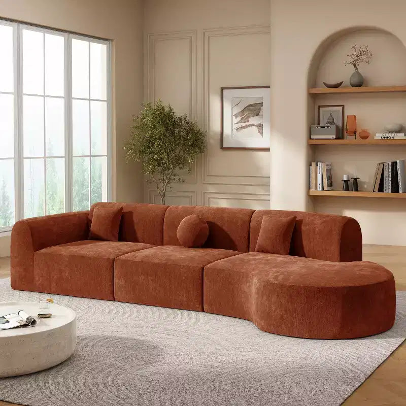 Christopher Knight Home Isolde 140 Canapé d'angle incurvé moderne 4 places rembourré